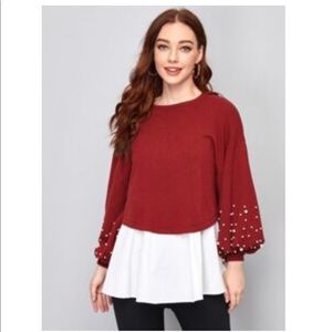 #380NWOT Pearl Embellished Sweater. Size: Medium(M)